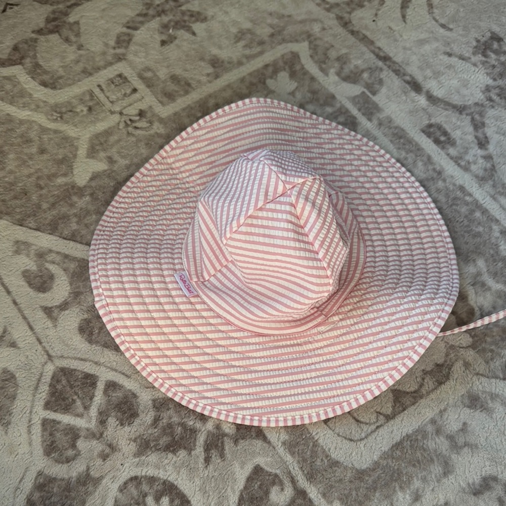 Ruffle Butts Pink and White Striped Sun Hat